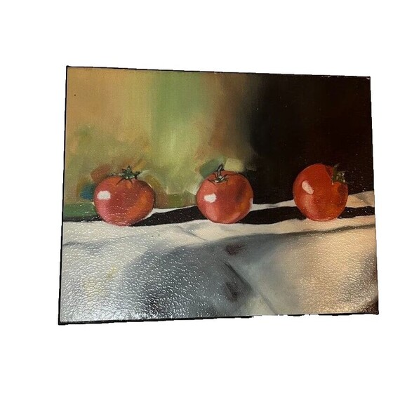 Still Life 3 Distinct Tomatoes Print on Canvas Vibrant 8" x 10" Farmcore Kitchen - Picture 1 of 2